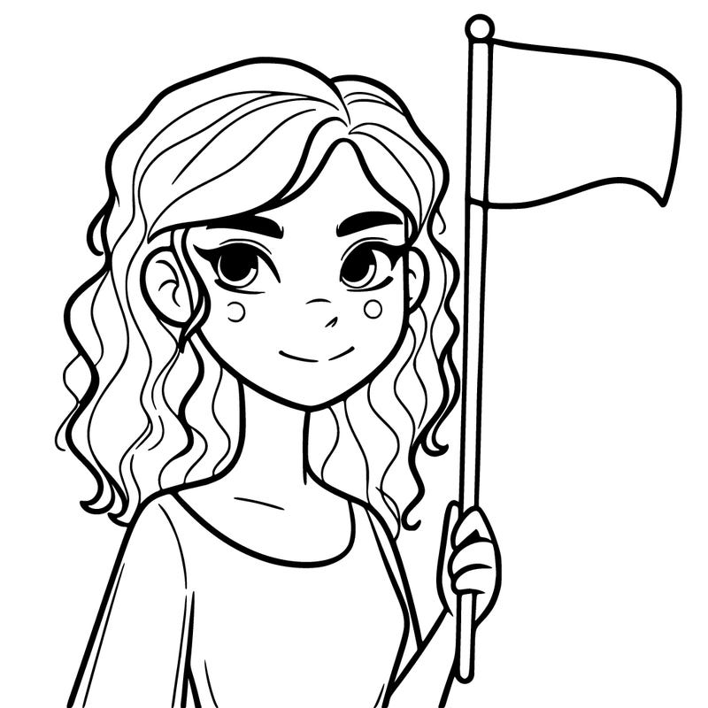 hot girl holding a flag