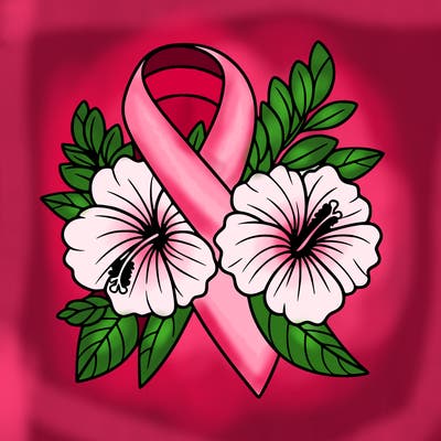 breast cancer awareness with hibiscus flowers
