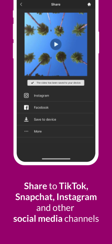 WeVideo - Video Editor & Maker - WeVideo app share screen displaying options to export video to social media platforms like Instagram and Facebook