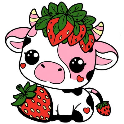cute strawberry cow