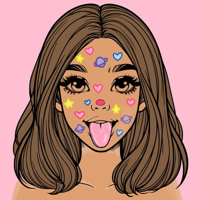 realistic girl with her tongue out