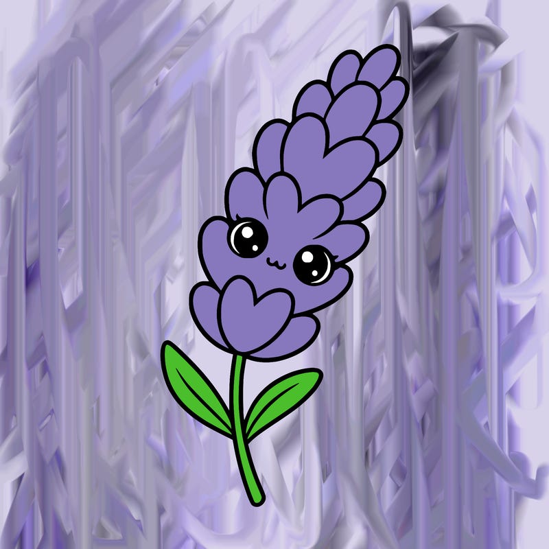 the flower lavender kawaii but cute and a little realistic
