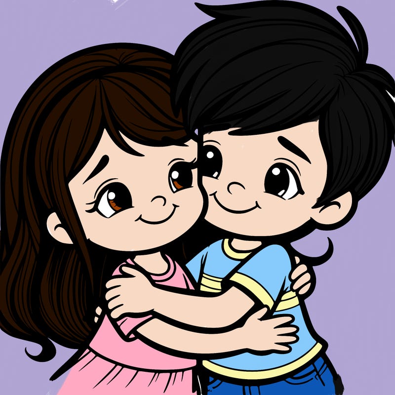 boy and girl hugging
