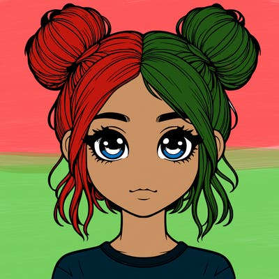 realistic girl with space buns