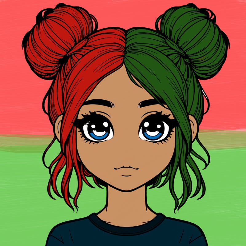 realistic girl with space buns