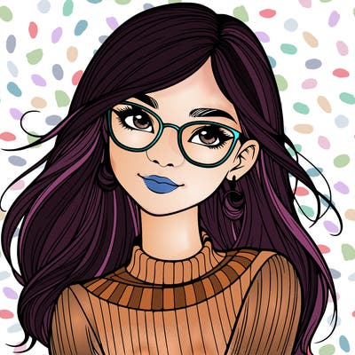 realistic girl with glasses
