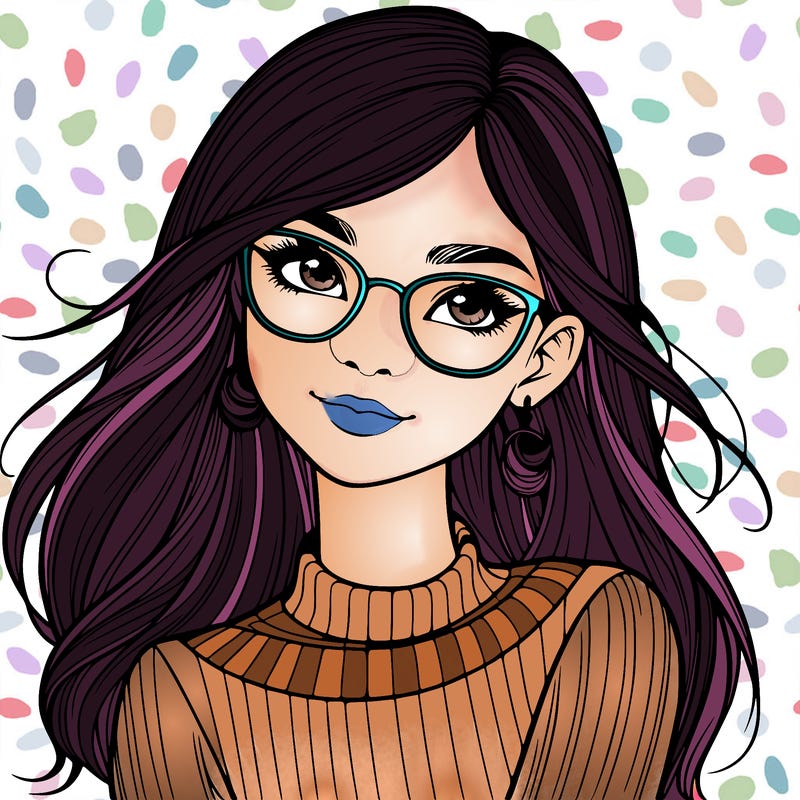 realistic girl with glasses