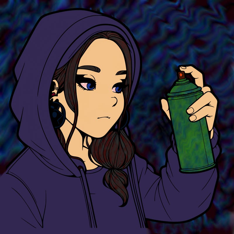 a realistic girl, spray painting