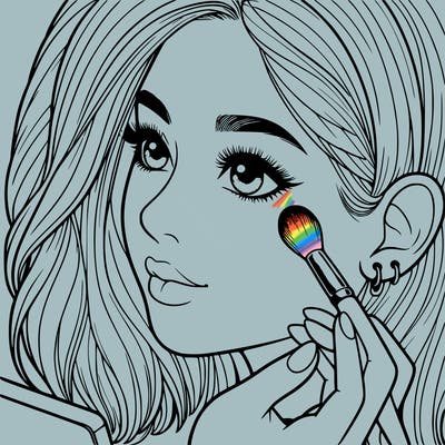 a realistic girl doing her makeup