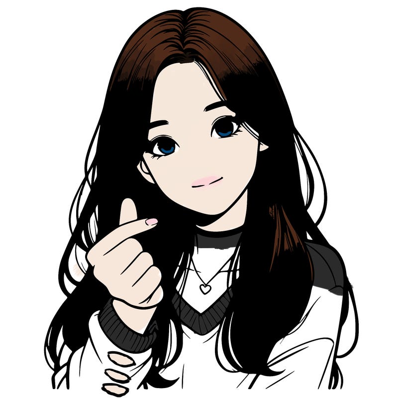 realistic girl making a korean heart