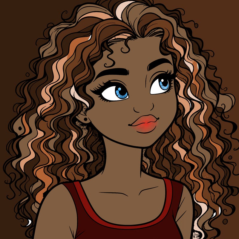 realistic girl with curly hair
