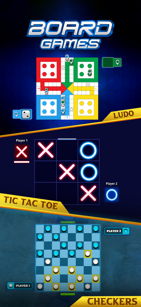 Addictive Games™ - A collection of classic board games featuring Ludo Tic Tac Toe and Checkers