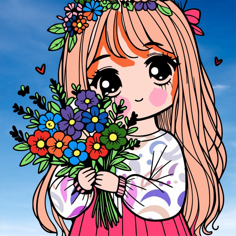 girl holding flowers