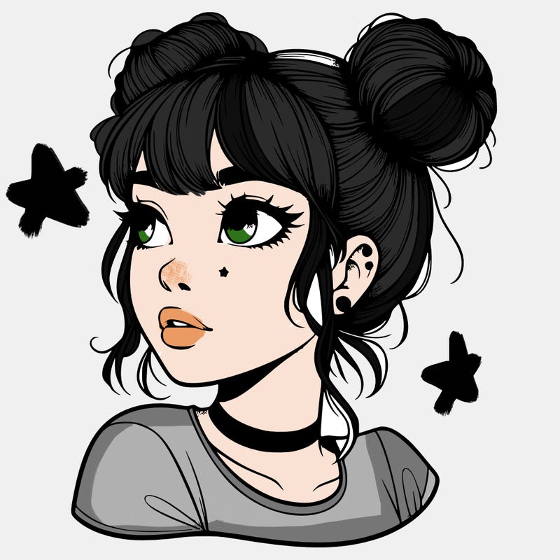 realistic girl with spacebuns
