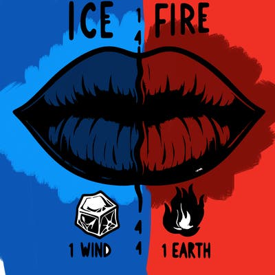 realistic lip split in fourth . 1 fourth ice 1 fire 1wind 1 earth