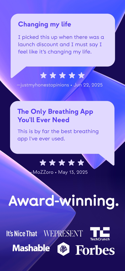 Reseñas de usuarios y premios de medios para la aplicación de respiración Lungy