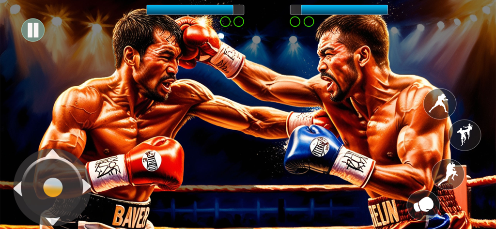 Boxing Games : Boxing Fight 3D - Un combate de boxeo 3D de alta intensidad entre dos luchadores en un ring con controles de juego móvil