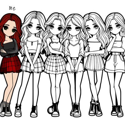 a group of girls realistic