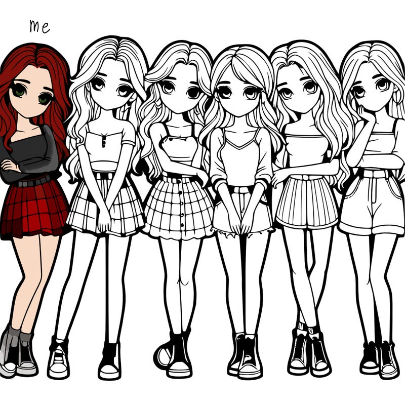 a group of girls realistic