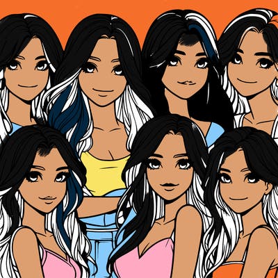 a group of realistic girls