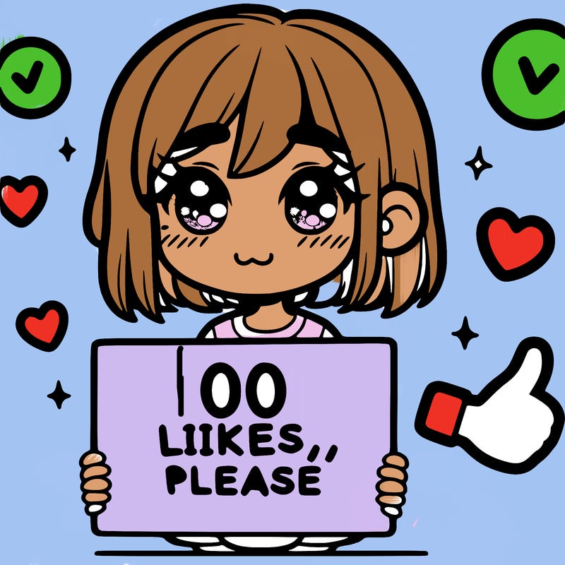 a girl with a sign saying 100 likes, please
