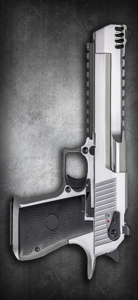 Fire Weapons Simulator - Vista lateral de uma pistola prateada realista no aplicativo Simulador de Armas de Fogo