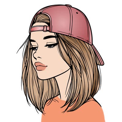 realistic  girl with a backwards hat