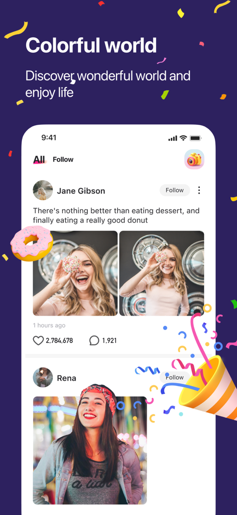 Supermeet - Supermeet mobile app interface displaying a feed of user moments and social interactions