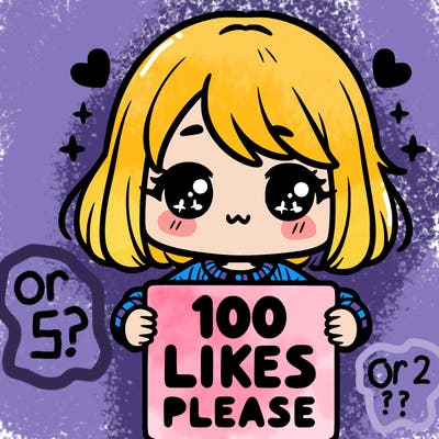 cute girl holding a sign saying 100 likes please