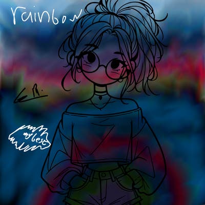 girl with a messy ponytail glasses a baggy crop top and jean shorts