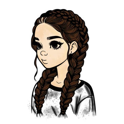 realistic girl with braids