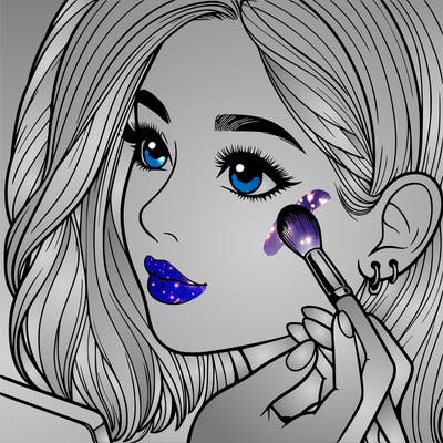 a realistic girl doing her makeup