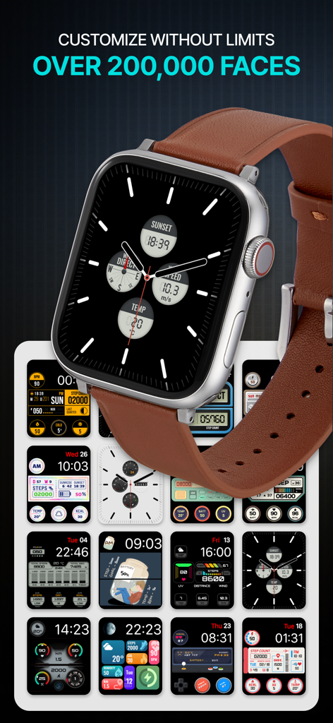 TIMEFLIK Watch Face - Una colección de esferas personalizadas de Apple Watch mostradas en la galería de la aplicación TIMEFLIK