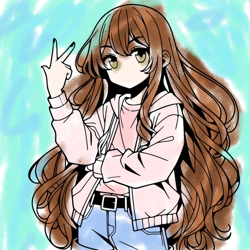 one anime girl with long hair and a cool pose