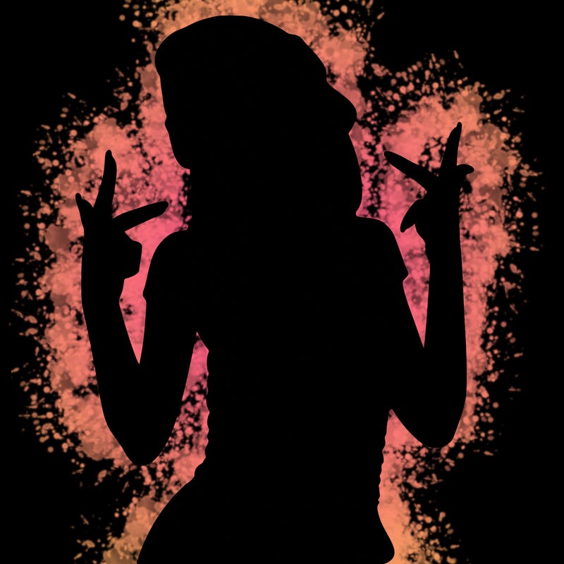 realistic teenage girl with braids and a beanie and crop top doing 🫶🏼