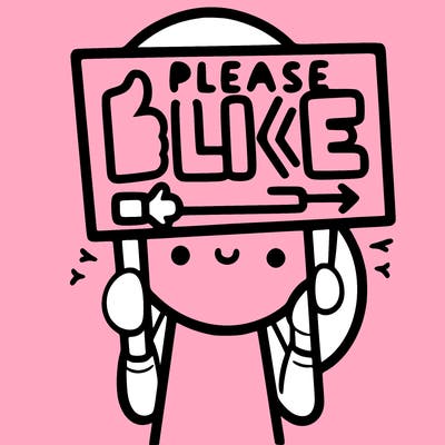 person holding sign that says please like