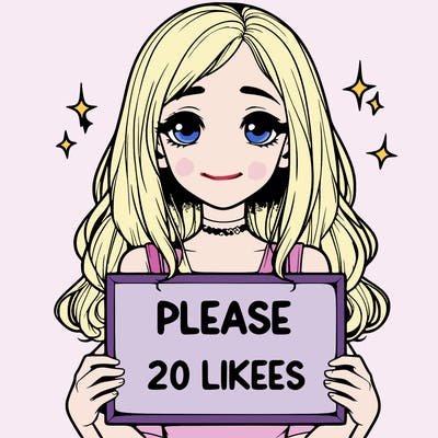 realistic girl holding a sign that says please 20 likes