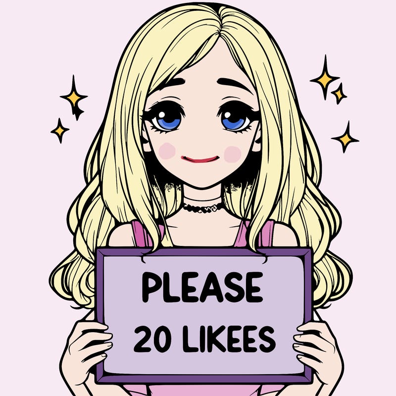 realistic girl holding a sign that says please 20 likes