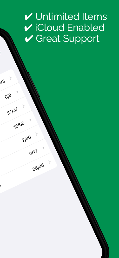 RV Checklist App - RV Checklist app highlighting unlimited items and iCloud sync features