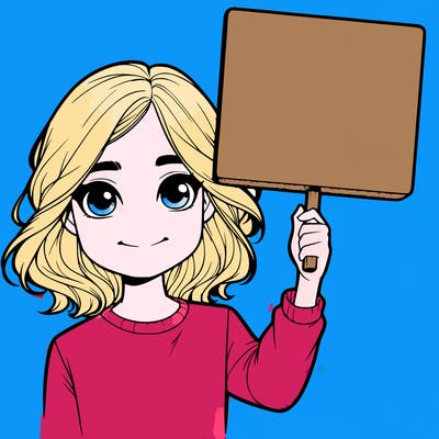 realistic girl holding up a sign