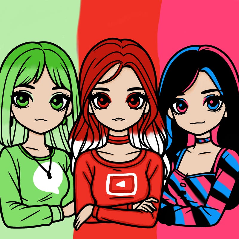 realistic girls group of 3