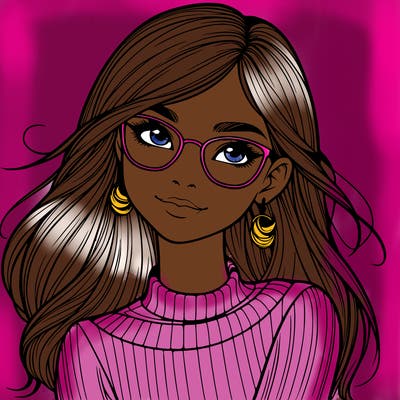 realistic girl with glasses