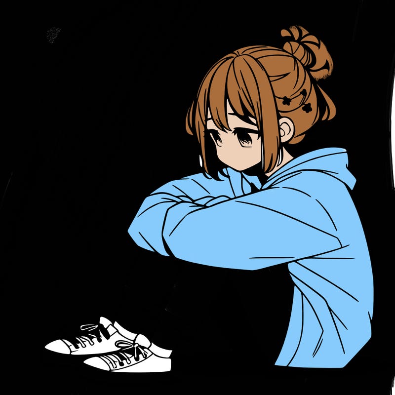 sad anime girl sitting alone