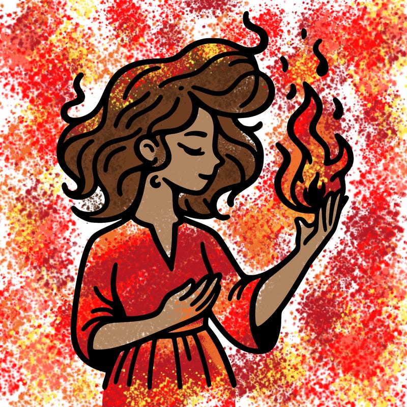 woman with fire