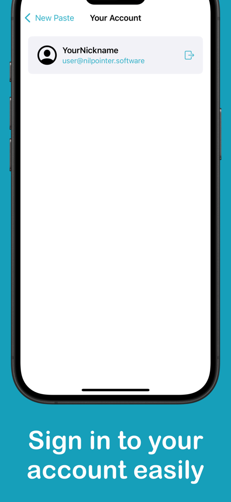 PasteSync - Pastebin Client - Account sign in screen for PasteSync Pastebin client showing user profile information