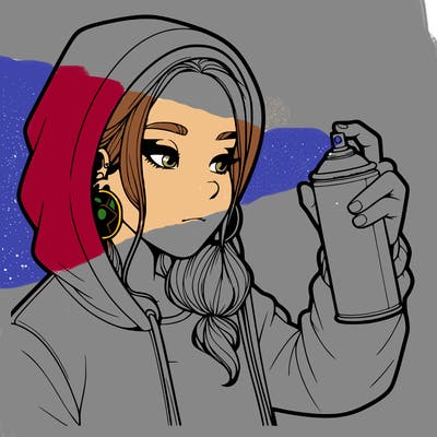 a realistic girl, spray painting