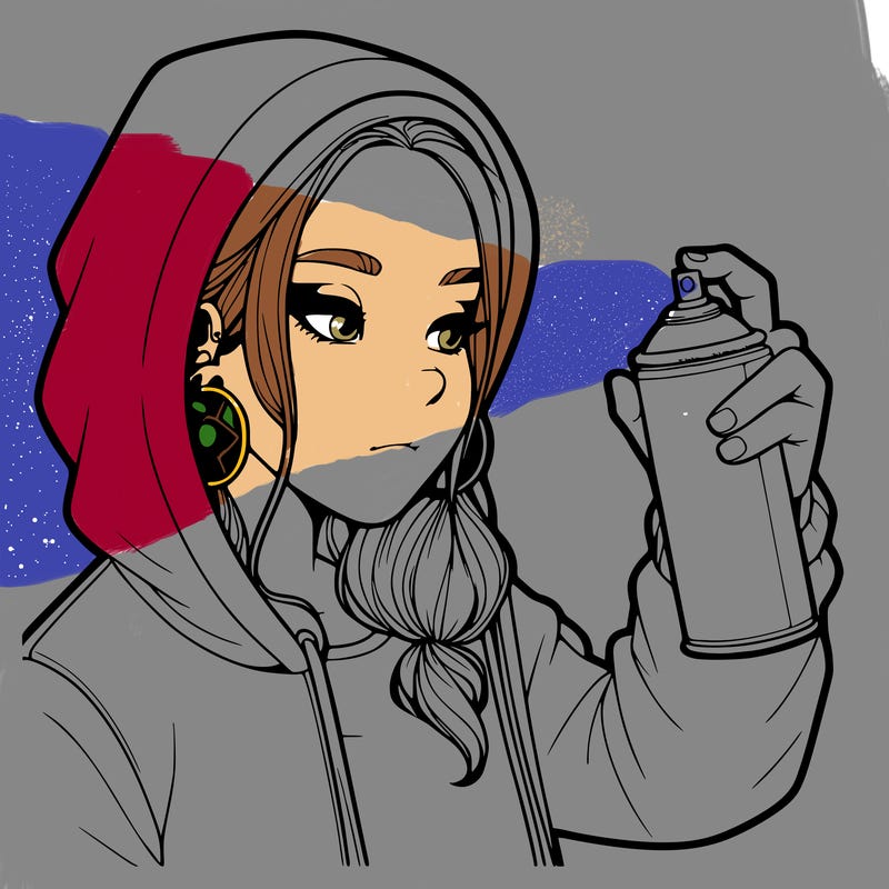 a realistic girl, spray painting
