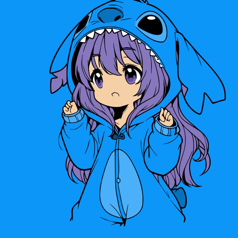 anime girl in a stitch onsie