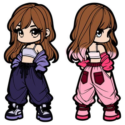 girl in crop top and baggy pants