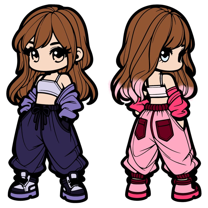 girl in crop top and baggy pants